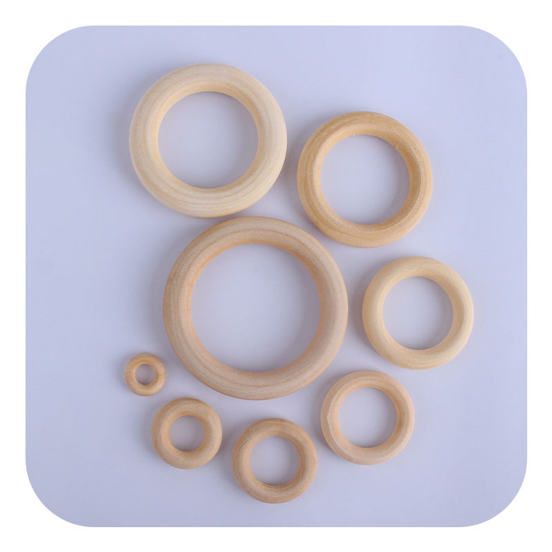 Bebé molar anillo de madera 15-65mm madera maciza Hemu anillo de juguete niños DIY creativo mordedor pulsera mordedor palo