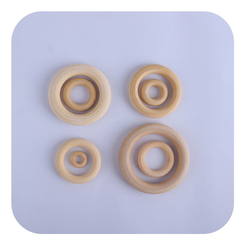 Bebé molar anillo de madera 15-65mm madera maciza Hemu anillo de juguete niños DIY creativo mordedor pulsera mordedor palo