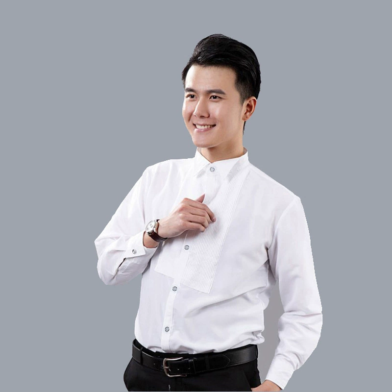 Студия Мужская белая рубашка для выступлений костюм для сценических выступлений маленький остроконечный воротник мятая красная песня хор выступление платье рубашка