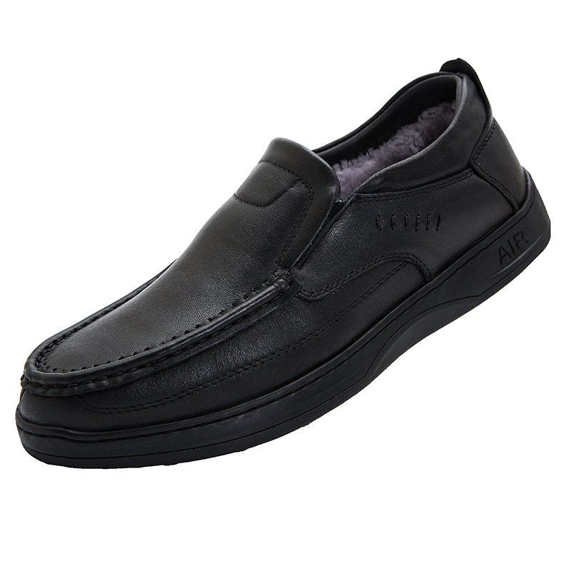 New leather men's large size cotton shoes on the line warm wool fur a body hair shoes_voghion.com