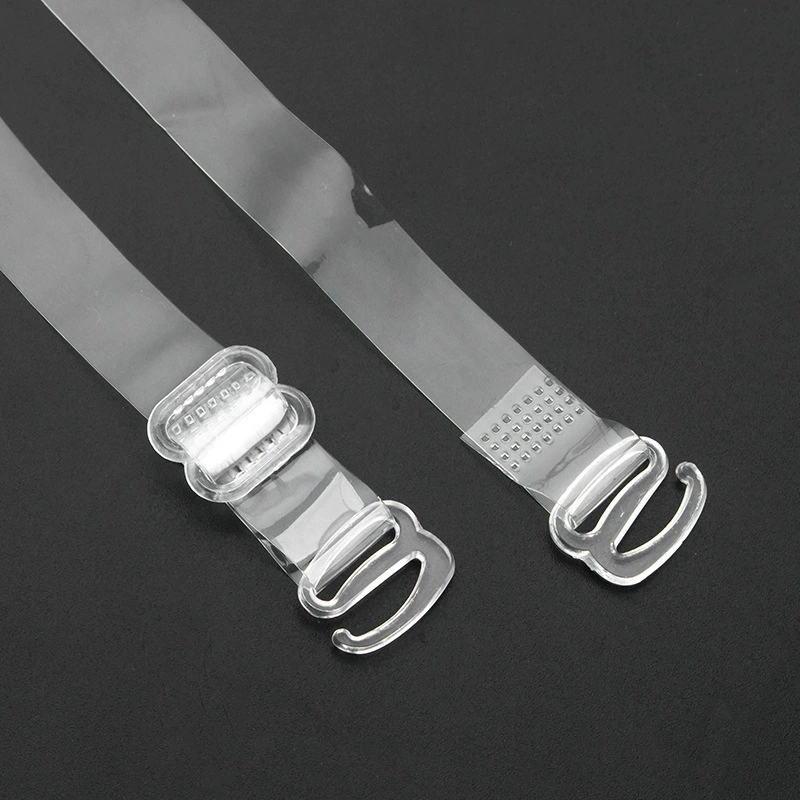 Transparent Adjustable Bra Straps, TPU Invisible Elastic, sizes 1.0–1.8 cm, plastic or stainless buckles
