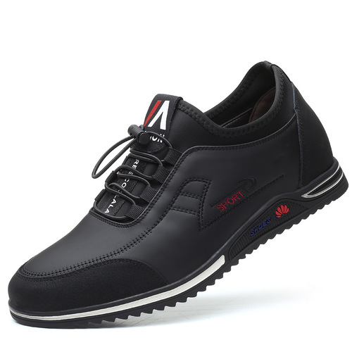2024 Spring and Autumn Men's Heightening Sports and Casual Leather Shoes Korean Fashion Youth Trendy Shoes Breathable White Shoes