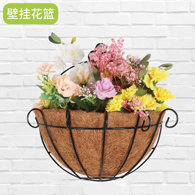 Coconut Hair Hanging Wall Hanging Flower Basket Wall Decoration Fleshy Plant Creative Crafts Iron Coconut Flower Pot
