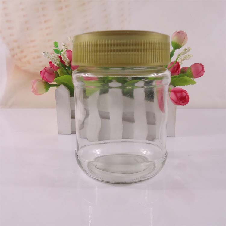 厂家直销400ml芝麻酱玻璃瓶密封塑料盖花生酱瓶 玻璃酱料瓶