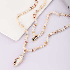 跨境牙贝壳螺贝碎石两条套装项链厂家直售Shell gravel necklace