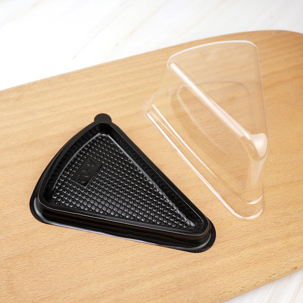 A02 caja de pastel triangular 6 pulgadas lazanina caja de plástico transparente horneado West Point caja de embalaje desechable de grado alimenticio image 4