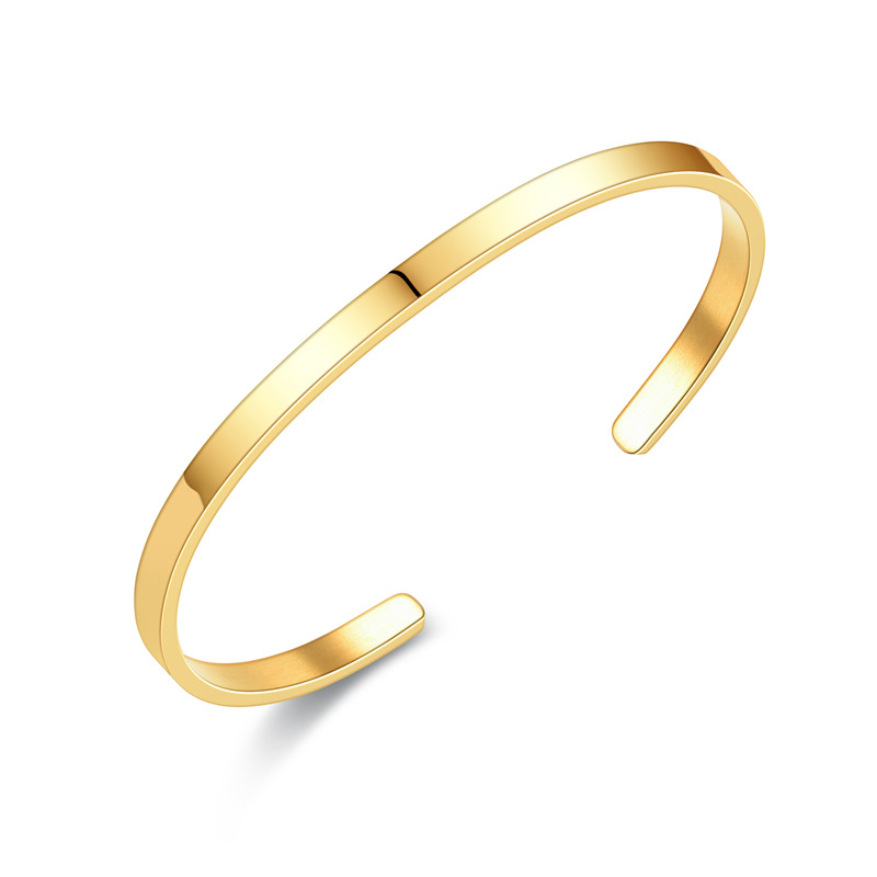 Pulsera de acero de titanio caliente transfronteriza europea y americana brillante pulsera abierta simple de acero inoxidable en forma de C LOOG pulsera de letras