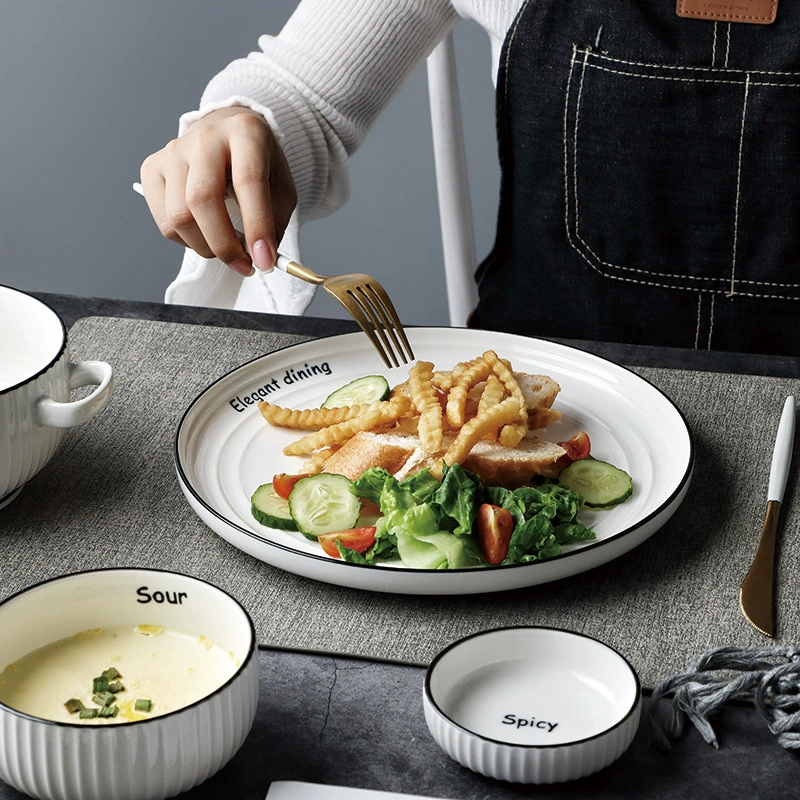 Ceramic Dinnerware Set (Brand) — Simple Elegant Home Tableware, Soup Bowl & Multi-Piece Kit