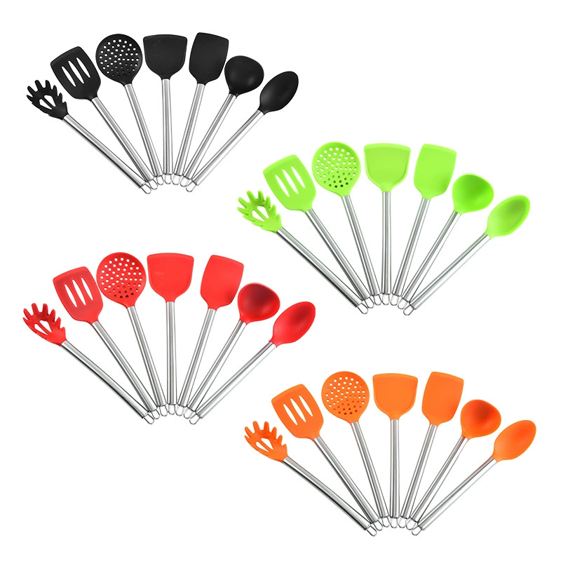 Silicone kitchenware stainless steel, set, 7 pieces