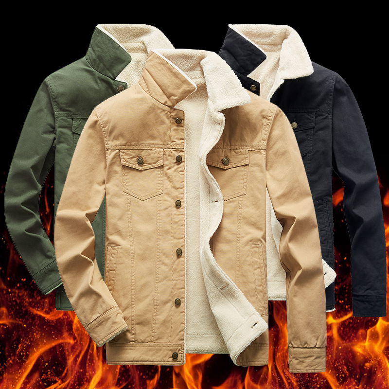 Vêtements de travail en laine d'agneau pur coton plus veste de vol décontractée version coréenne tendance de la mode masculine à la mode_voghion.com