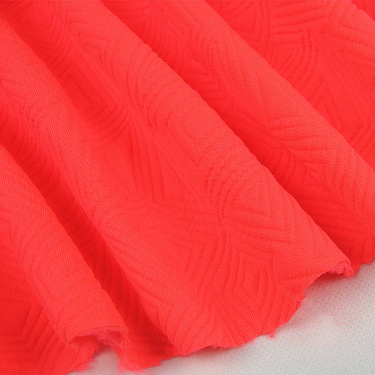 空气层服装面料涤氨纶起泡泡提花型夹丝夹棉布3D布现代提花面料