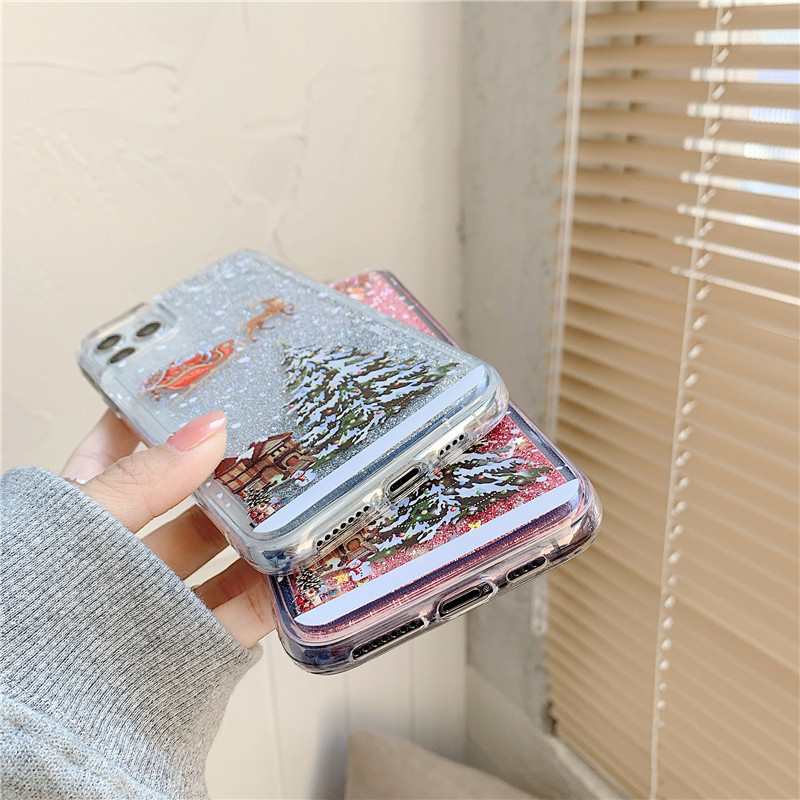 Convient pour iPhone 15 ProMax téléphone Apple 14 Père Noël 12 arbre de Noël étui de protection contre les sables mouvants 7_voghion.com