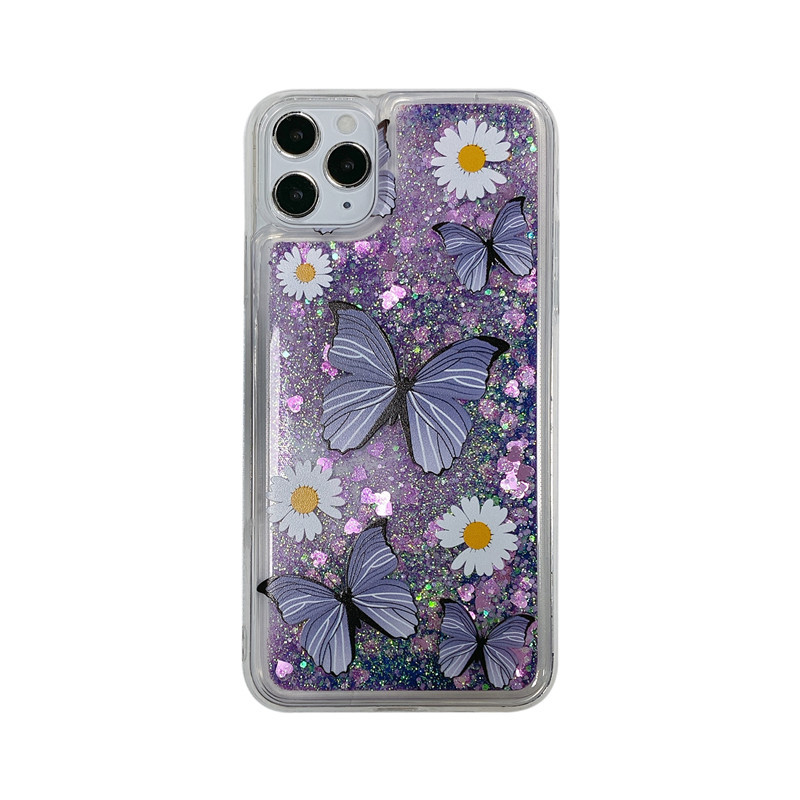 Glittering Purple Butterfly Daisy Case For Iphone 15 Pro Max_voghion.com