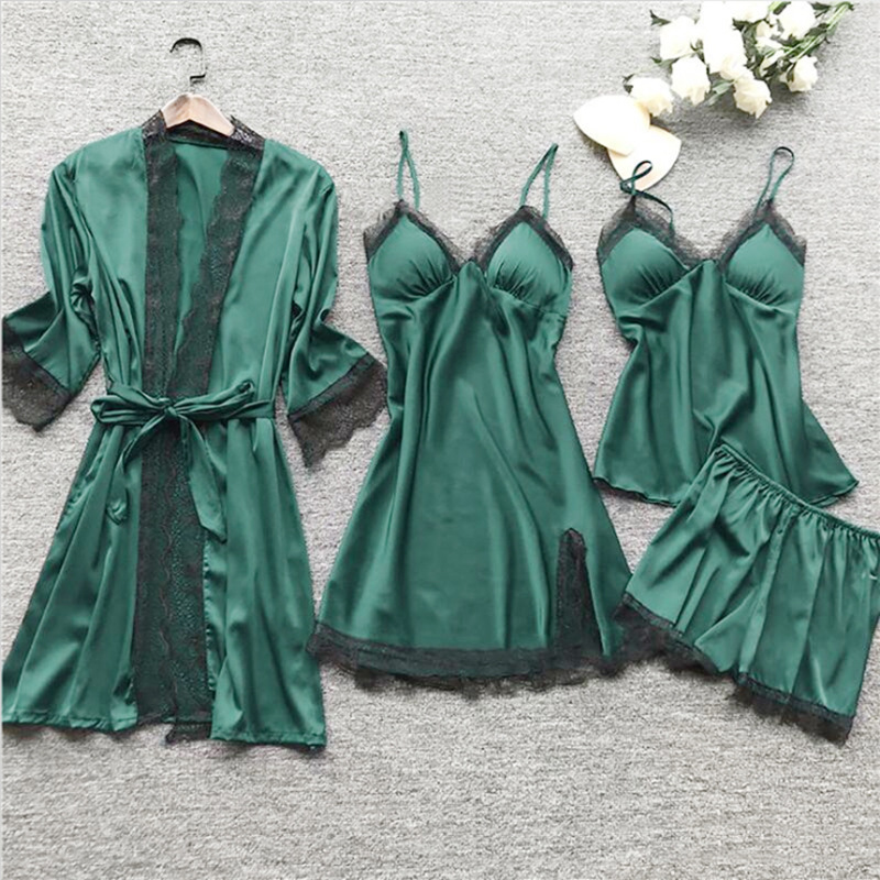 Cruzar la frontera de las mujeres sexy homewear pijamas verano sexy pijamas de cuatro piezas estilo coreano Honda de las mujeres del pecho pad fabricante