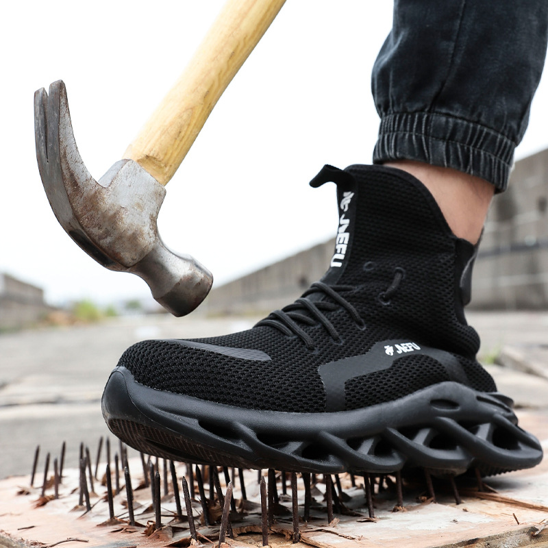 Nuevo modelo transfronterizo de zapatos de protección laboral Jiefu para hombre, con puntera de acero de alta calidad, anti-aplastamiento, resistentes a pinchazos, ligeros y transpirables. image 5