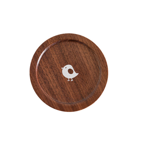 Nishida Muyu walnut cup cover coaster Japanese-style solid wood household coaster insulation pad saucer round universal