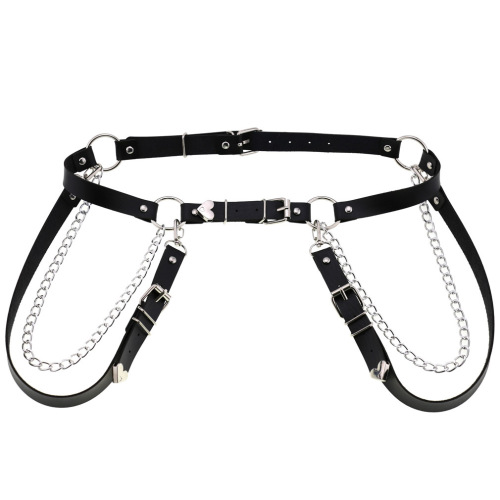 Punk-style PU leather belt, strap, back strap, heart-shaped love chain, chest strap, body strap