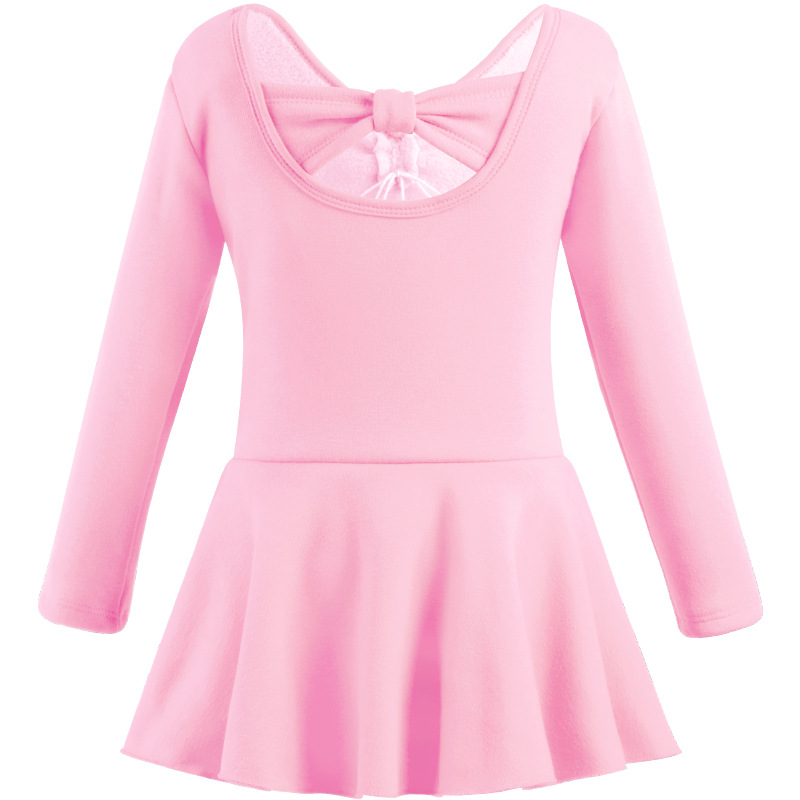 Ropa de baile para niños Falda de baile para niñas de otoño e invierno ropa de práctica para niños arco falda de Ballet de manga larga con forro polar