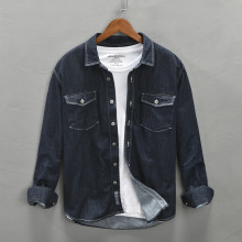 Z003秋冬新款男士棉修身牛仔长袖衬衣外套 一件代发