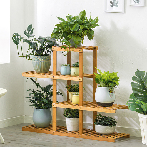 Widened balcony flower stand potted plant rack solid wood multi-layer indoor floor-standing succulent living room flower rack flower pot rack flower table
