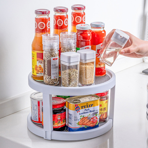 Creative rotatable condiment storage turntable round kitchen multi-functional rotating storage rack condiment rack storage box