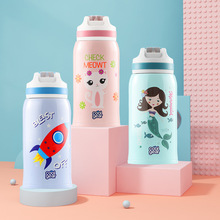 可定 制logo美国coolgear儿童保温杯学生吸管杯两用宝宝便携水壶