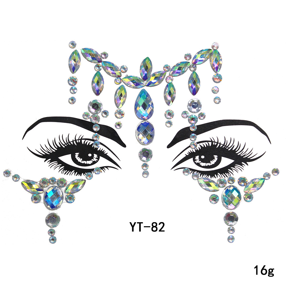 Decoraciones populares europeas y americanas para la cara de disfraces, pegatinas de diamantes para la cara respetuosas con el medio ambiente, pegatinas de diamantes acrílicos para la cara, pegatinas para la cara, pegatinas de diamantes para la cara