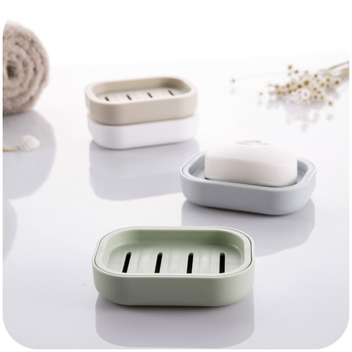 Japanese minimalist thick plastic soap dish with lid square double-layer hand soap dish soap tray