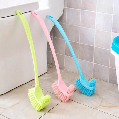 Creative plastic curved long-handled double-sided toilet brush with no dead ends in all directions, bathroom cleaning multi-purpose brush
