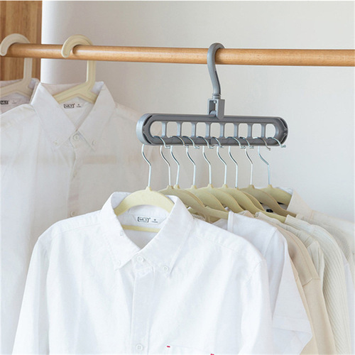 The same nine-hole clothes hanger multifunctional nine-hole rotating magic clothes hanger folding clothes drying storage rack