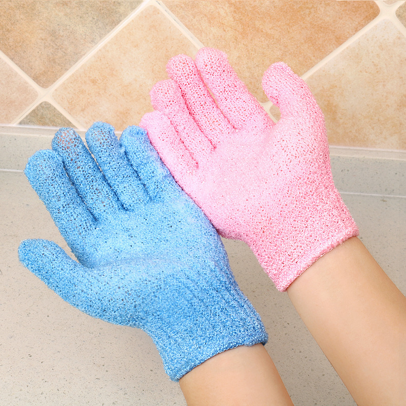 Guantes de baño de cinco dedos, guantes exfoliantes, toalla de baño de masaje de fibra creativa, precio unitario