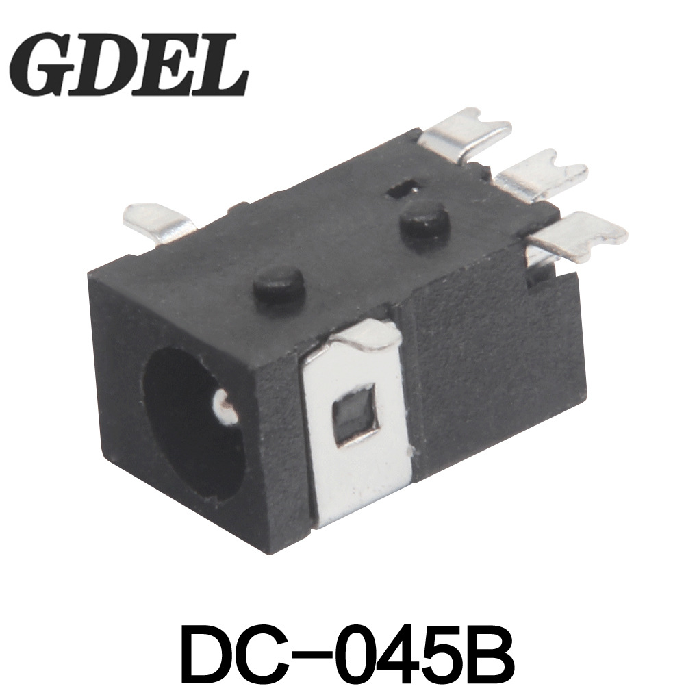 DC-045B 接口贴片金属全铜 1.3针直流充电母座两定位柱DC电源插座