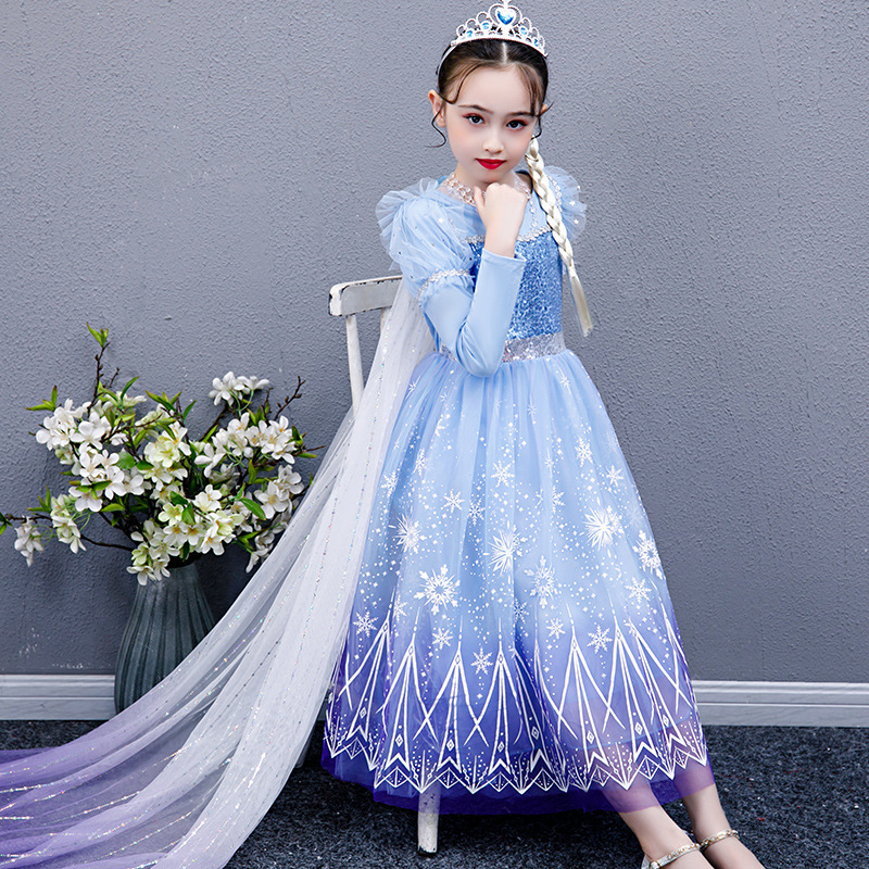 Love yarn long sleeve spring Frozen 2 Princess Elsa dress Halloween Elsa birthday gift a generation of hair