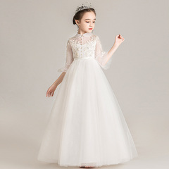 Little girl host princess summer tulle fancy evening gown for girls birthday wedding dress performance costume