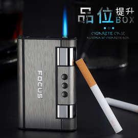 focus焦点YH007自动弹烟带打火机控烟烟盒创意防风超薄男士烟盒厂