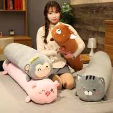 卡通森林动物圆柱长抱枕恐龙猫咪长条枕头夹腿长枕可拆洗有内胆