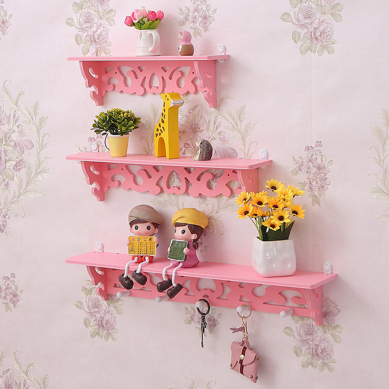 Creativo estilo europeo partición soporte tallado hueco decoración de tres capas estante pared estante tienda de uñas