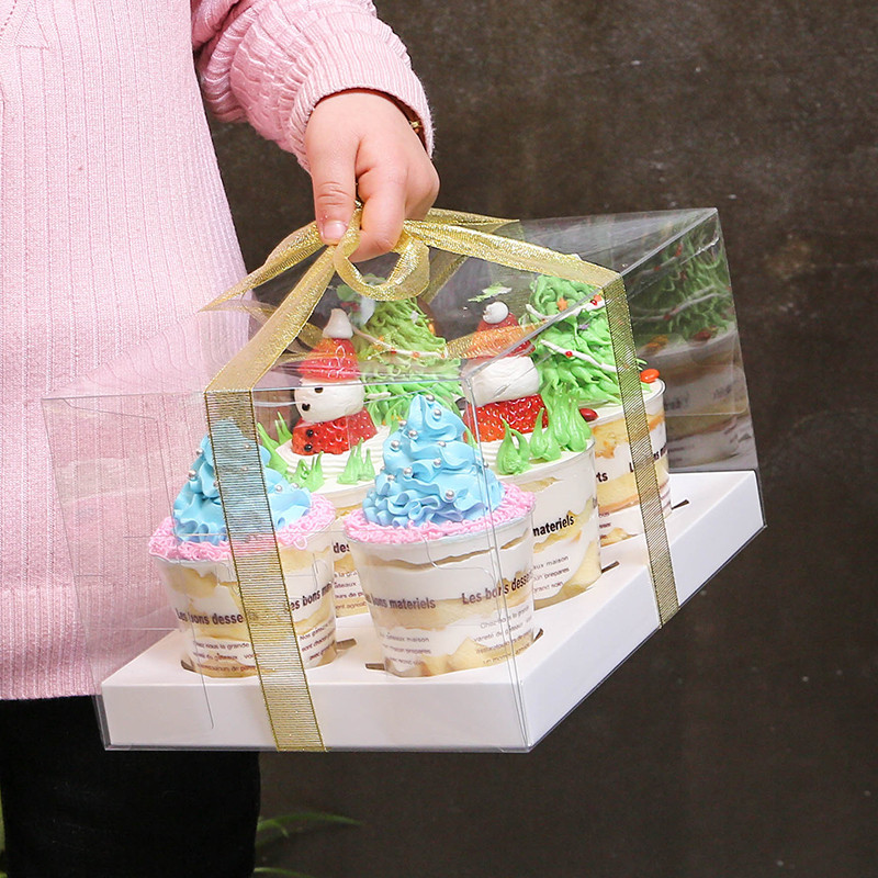 杯子蛋糕盒透明纸杯2粒4粒马芬杯包装盒cakebox烘焙烘焙包装盒