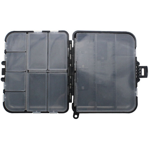 Black fishing box with rope Weihai fishing gear outdoor fishing gear wholesale Black accessory box with removable baffle