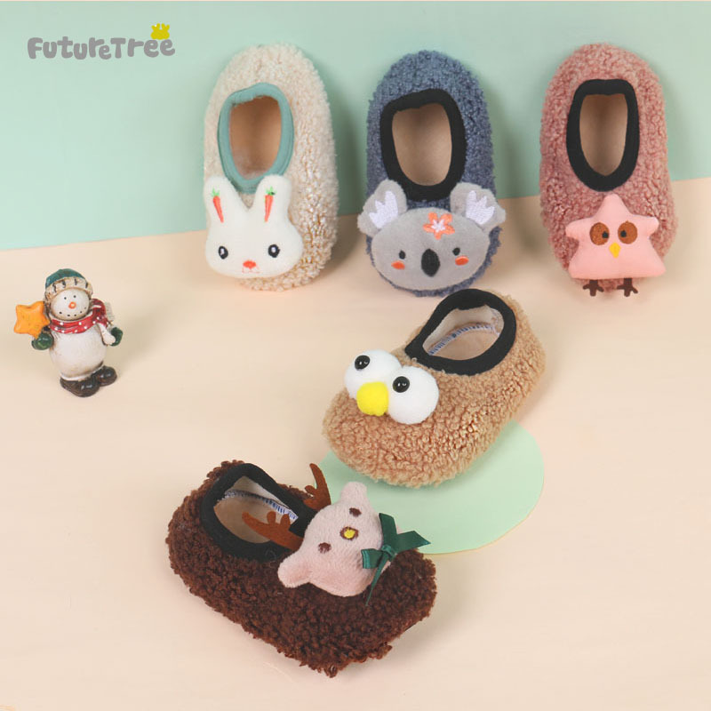 Calcetines de piso lindos de dibujos animados calcetines de invierno para niños forrados de lana para niños calcetines de bebé para hombres y mujeres de fondo suave para bebés de educación temprana para interiores