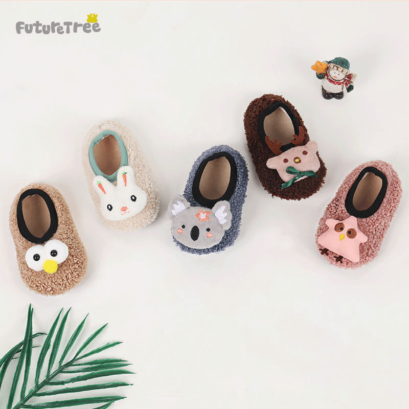 Calcetines de piso lindos de dibujos animados calcetines de invierno para niños forrados de lana para niños calcetines de bebé para hombres y mujeres de fondo suave para bebés de educación temprana para interiores