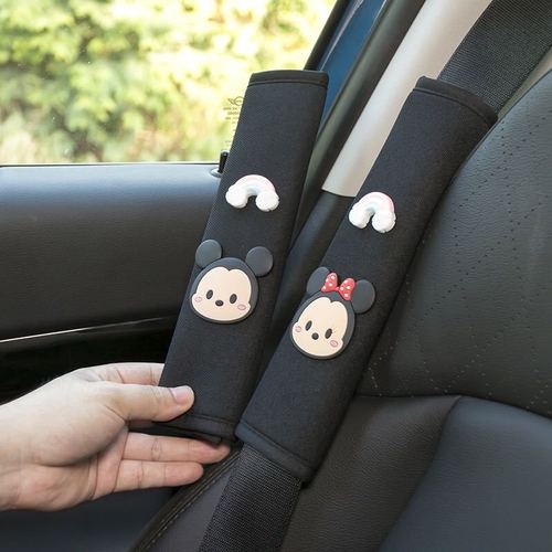 Cartoon Car Safety Belt Shoulder Covers Set Extended Four Seasons Cute Decorative Items Car Interior Decoration Women Breathable Model