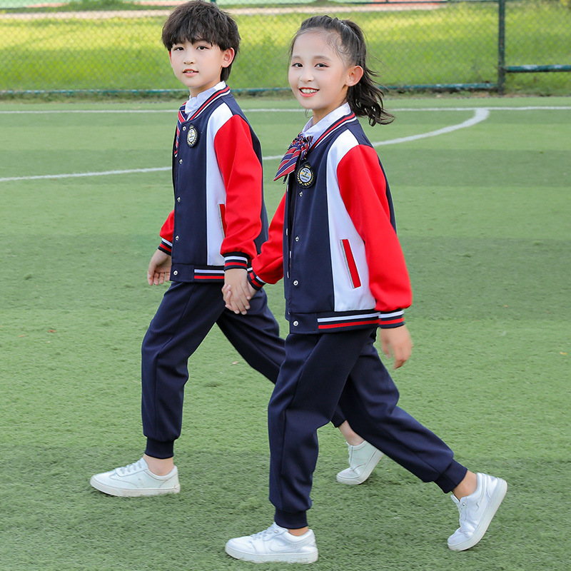 School uniform set for primary school students, autumn and spring, college style, children's first grade class uniform, kindergarten uniform, sports baseball uniform