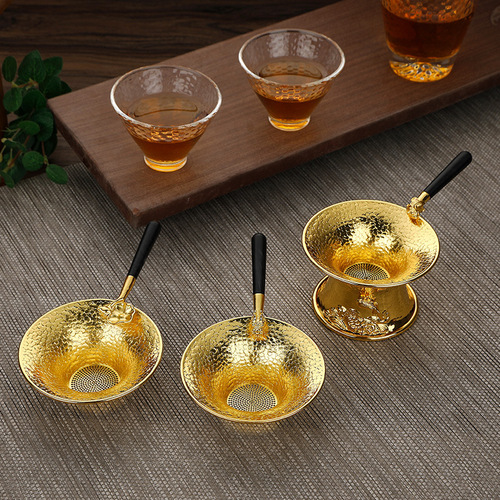Tea Ceremony Copper Tea Strainer Set Copper Tea Filter Creative Handmade Tea Filter Kung Fu Tea Set Accessories Tea Strainer