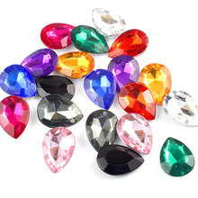 无孔亚克力水滴形尖底钻13x18mm手机美容水钻材料服饰贴钻diy辅料