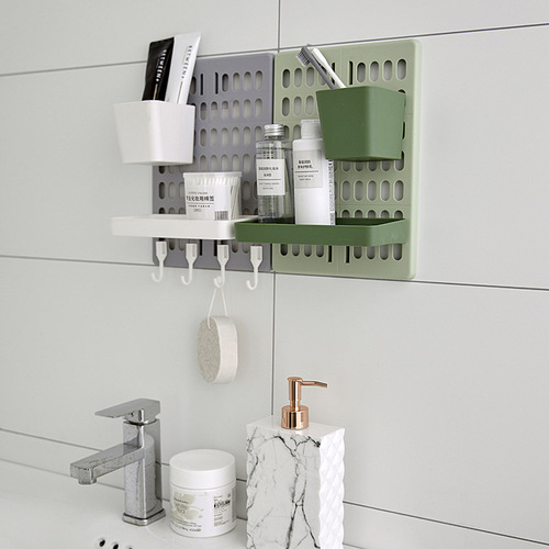 No punching household hole board wall dormitory kitchen bathroom wall storage rack shelf wall hanging storage hook rack