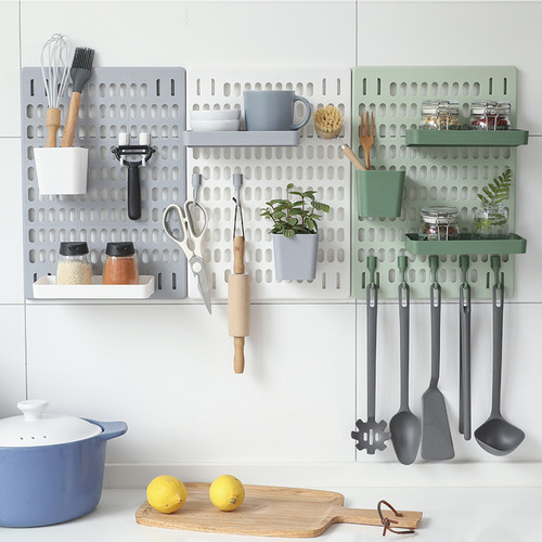 No punching household hole board wall dormitory kitchen bathroom wall storage rack shelf wall hanging storage hook rack