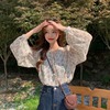 Shiffon summer thin shirt, top, internet celebrity, Korean style, floral print, western style, sun protection