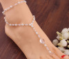 Fashionable elastic woven ankle bracelet from pearl handmade, crystal, European style, mirror effect