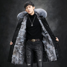 皮草派克服男皮毛一体狐狸毛内胆中长款连帽尼克服大衣狐狸大毛领